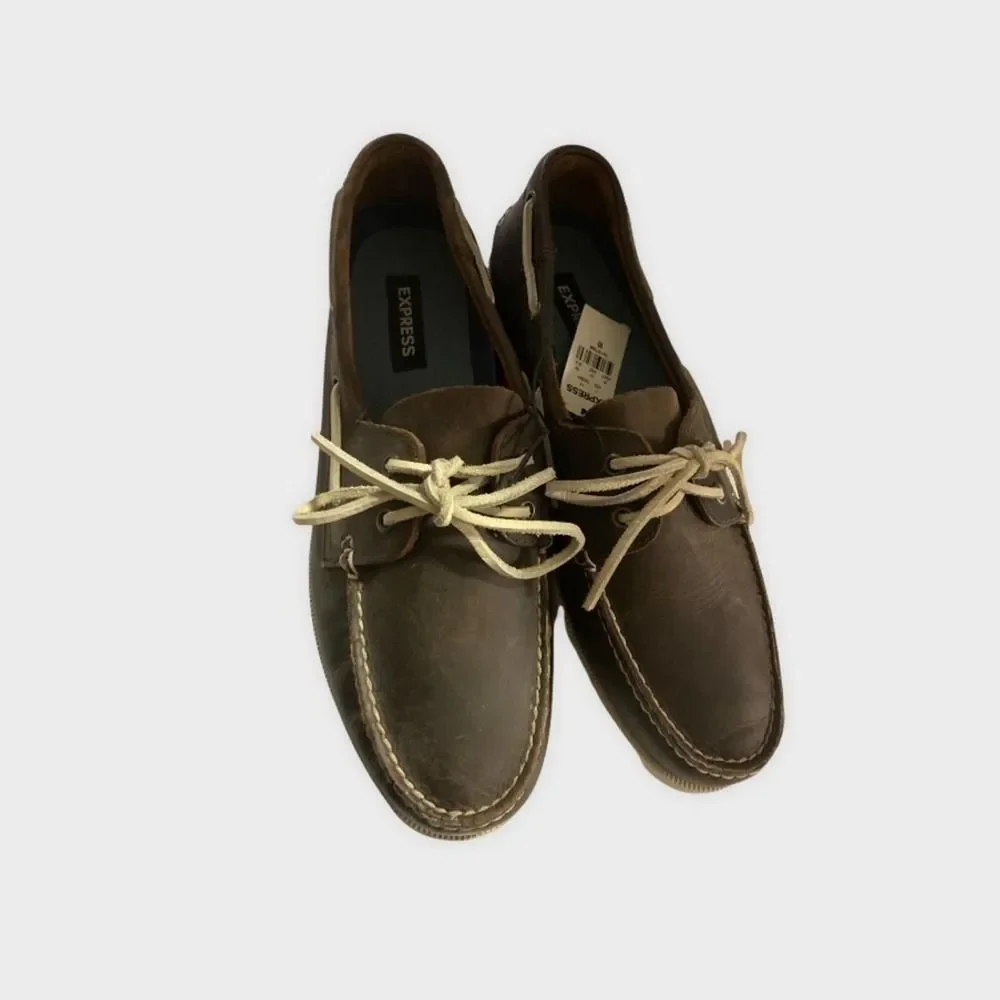 NWT Express Men's Brown Leather Moccasin Loafers